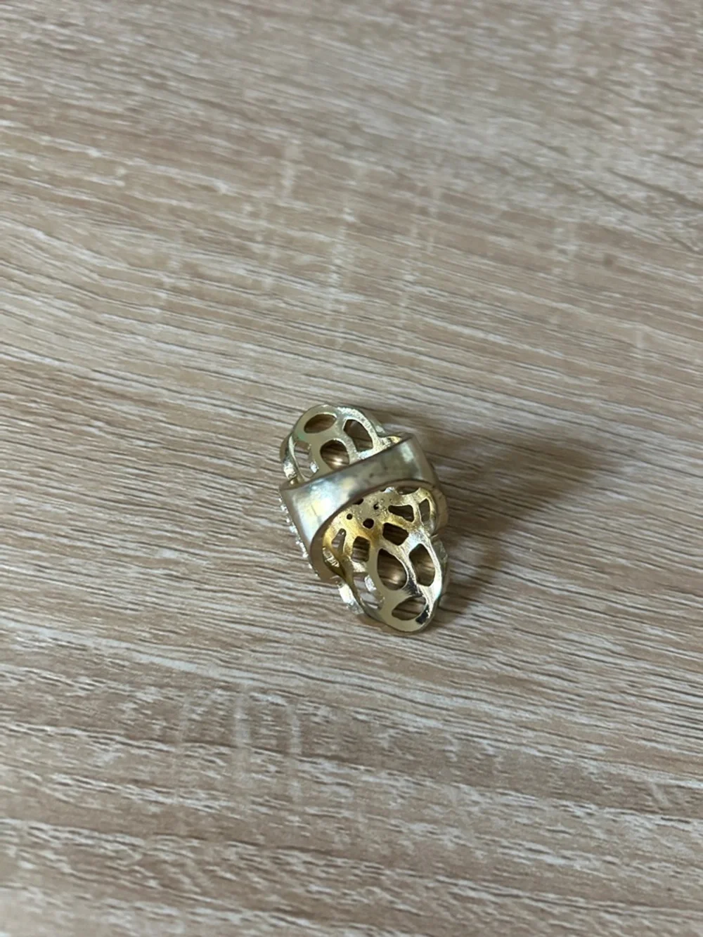Gold-Tone Filigree Statement Ring with Crystal Accents